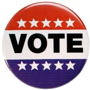 Image of button with the work vote on it